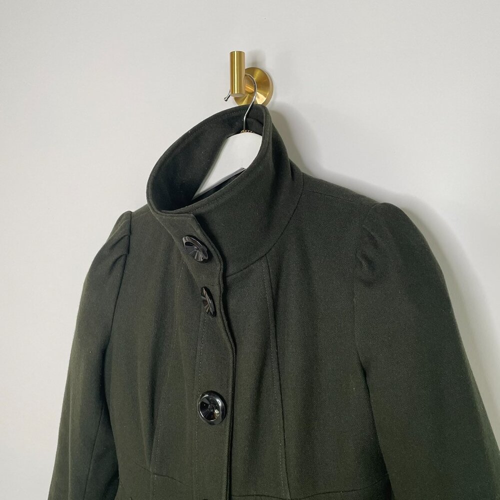 Coat | Guess Princess Wool Peacoat Hunter Green | Feminine Classic Old Money | M - Picture 4 of 16